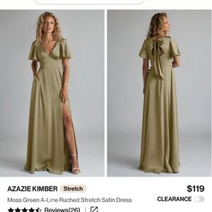 Azazie Kimber Moss Green Bridesmaid Dress